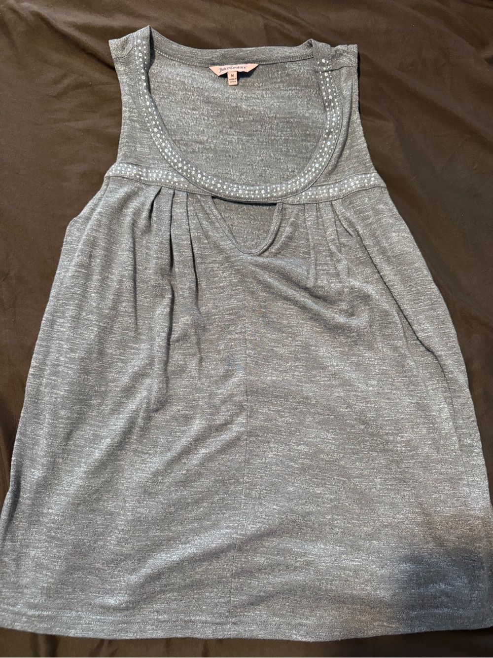Juicy Couture Gray Sleeveless Scoop Neck Tank with Stud Detail